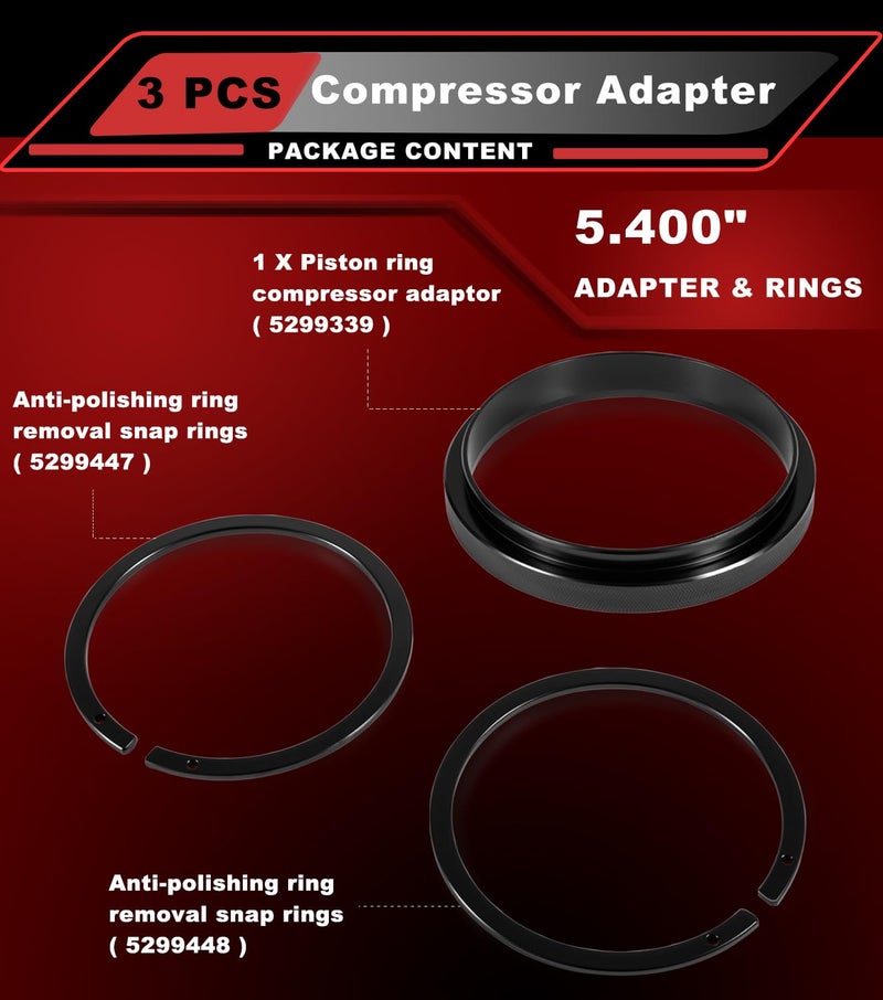 Camoo 3pcs Piston Ring Compressor Adapter & Anti-Polishing Ring For Cummins ISX QSX 15 & Caterpillar 3400, 3406, 3408, C15 Work with 7040 Piston Ring Compressor 5.4" Bore, Replace 5299339, 5299447 & 5299448 - Image 5